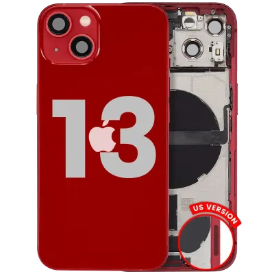 Back Housing W/ Charging Port Flex & Small Parts For iPhone 13 (US Version) (Used OEM Pull: Grade C) (Red)
