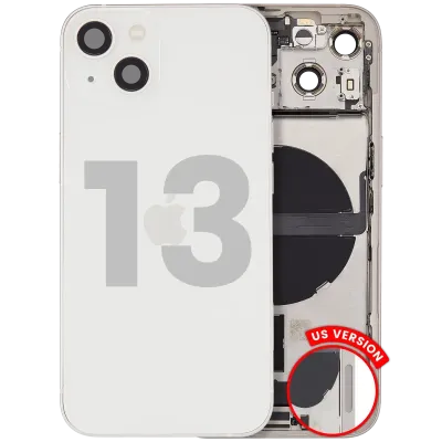 Back Housing W/ Charging Port Flex & Small Parts For iPhone 13 (US Version) (Used OEM Pull: Grade C) (Starlight)