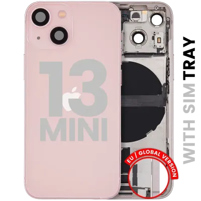Back Housing W/ Charging Port Flex & Small Parts For iPhone 13 Mini (EU / Global Version) (Used OEM Pull: Grade A) (Pink)