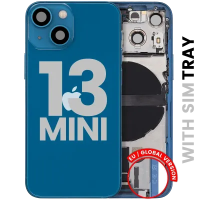 Back Housing W/ Charging Port Flex & Small Parts For iPhone 13 Mini (EU / Global Version) (Used OEM Pull: Grade B) (Blue)