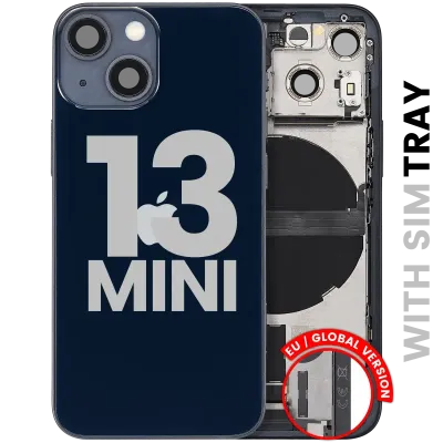 Back Housing W/ Charging Port Flex & Small Parts For iPhone 13 Mini (EU / Global Version) (Used OEM Pull: Grade B) (Midnight)