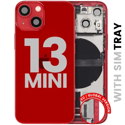 Back Housing W/ Charging Port Flex & Small Parts For iPhone 13 Mini (EU / Global Version) (Used OEM Pull: Grade B) (Red)