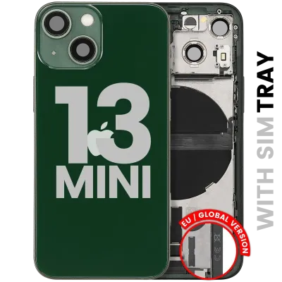 Back Housing W/ Charging Port Flex & Small Parts For iPhone 13 Mini (EU / Global Version) (Used OEM Pull: Grade C) (Green)