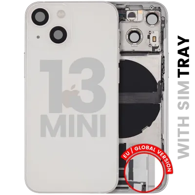 Back Housing W/ Charging Port Flex & Small Parts For iPhone 13 Mini (EU / Global Version) (Used OEM Pull: Grade C) (Starlight)