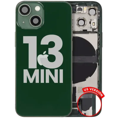 Back Housing W/ Charging Port Flex & Small Parts For iPhone 13 Mini (US Version) (Used OEM Pull: Grade A) (Green)