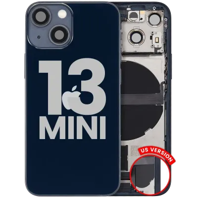 Back Housing W/ Charging Port Flex & Small Parts For iPhone 13 Mini (US Version) (Used OEM Pull: Grade B) (Midnight)