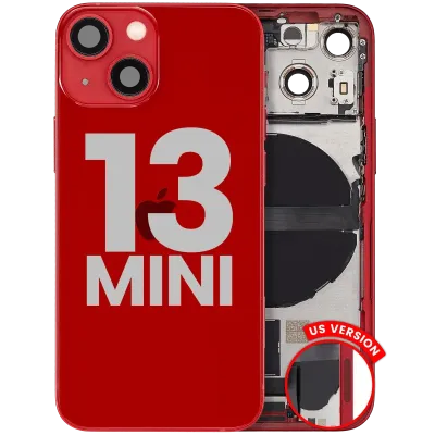 Back Housing W/ Charging Port Flex & Small Parts For iPhone 13 Mini (US Version) (Used OEM Pull: Grade B) (Red)