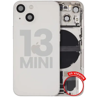 Back Housing W/ Charging Port Flex & Small Parts For iPhone 13 Mini (US Version) (Used OEM Pull: Grade B) (Starlight)