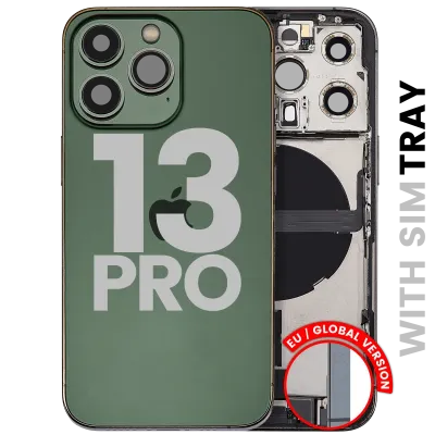 Back Housing W/ Charging Port Flex & Small Parts For iPhone 13 Pro (EU / Global Version) (Used OEM Pull: Grade A) (Alpine Green)