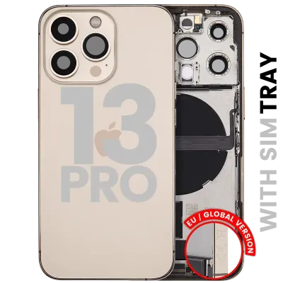 Back Housing W/ Charging Port Flex & Small Parts For iPhone 13 Pro (EU / Global Version) (Used OEM Pull: Grade A) (Gold)