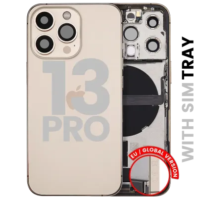 Back Housing W/ Charging Port Flex & Small Parts For iPhone 13 Pro (EU / Global Version) (Used OEM Pull: Grade B) (Gold)