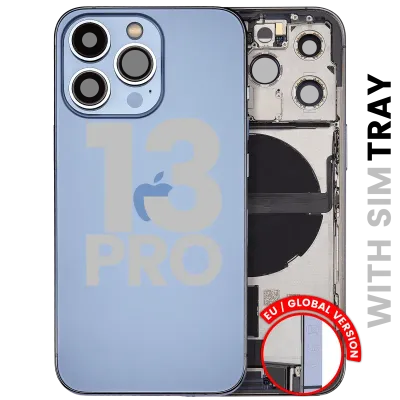 Back Housing W/ Charging Port Flex & Small Parts For iPhone 13 Pro (EU / Global Version) (Used OEM Pull: Grade B) (Sierra Blue)