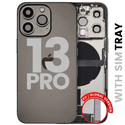 Back Housing W/ Charging Port Flex & Small Parts For iPhone 13 Pro (EU / Global Version) (Used OEM Pull: Grade C) (Graphite)