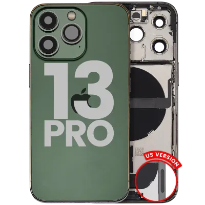Back Housing W/ Charging Port Flex & Small Parts For iPhone 13 Pro (US Version) (Used OEM Pull: Grade A) (Alpine Green)