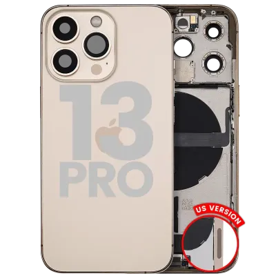 Back Housing W/ Charging Port Flex & Small Parts For iPhone 13 Pro (US Version) (Used OEM Pull: Grade A) (Gold)