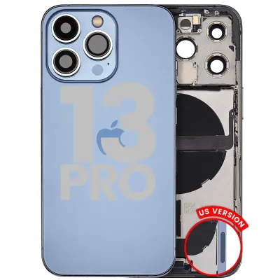 Back Housing W/ Charging Port Flex & Small Parts For iPhone 13 Pro (US Version) (Used OEM Pull: Grade A) (Sierra Blue)
