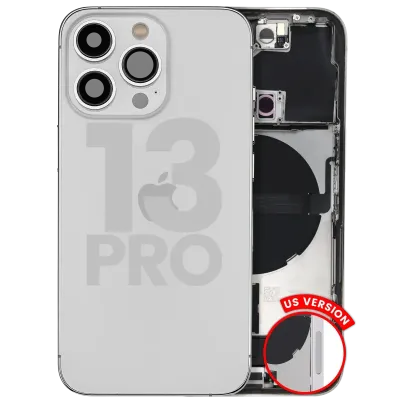Back Housing W/ Charging Port Flex & Small Parts For iPhone 13 Pro (US Version) (Used OEM Pull: Grade A) (Silver)