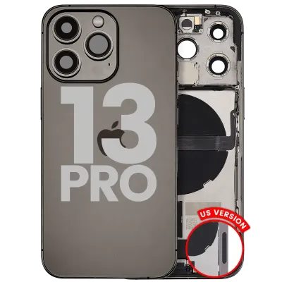 Back Housing W/ Charging Port Flex & Small Parts For iPhone 13 Pro (US Version) (Used OEM Pull: Grade B) (Graphite)
