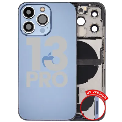 Back Housing W/ Charging Port Flex & Small Parts For iPhone 13 Pro (US Version) (Used OEM Pull: Grade C) (Sierra Blue)