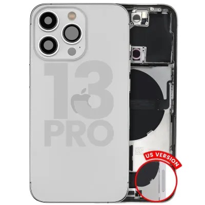 Back Housing W/ Charging Port Flex & Small Parts For iPhone 13 Pro (US Version) (Used OEM Pull: Grade C) (Silver)