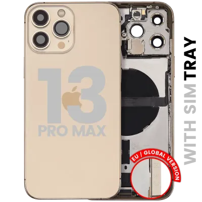 Back Housing W/ Charging Port Flex & Small Parts For iPhone 13 Pro Max (EU / Global Version) (Used OEM Pull: Grade A) (Gold)