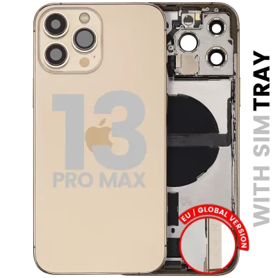 Back Housing W/ Charging Port Flex & Small Parts For iPhone 13 Pro Max (EU / Global Version) (Used OEM Pull: Grade C) (Gold)