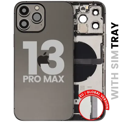 Back Housing W/ Charging Port Flex & Small Parts For iPhone 13 Pro Max (EU / Global Version) (Used OEM Pull: Grade C) (Graphite)