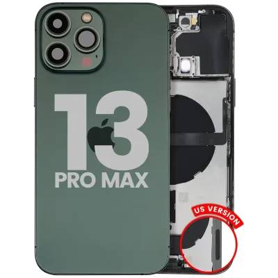 Back Housing W/ Charging Port Flex & Small Parts For iPhone 13 Pro Max (US Version) (Used OEM Pull: Grade A) (Alpine Green)