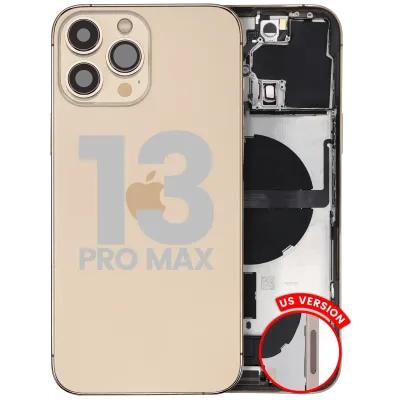 Back Housing W/ Charging Port Flex & Small Parts For iPhone 13 Pro Max (US Version) (Used OEM Pull: Grade A) (Gold)