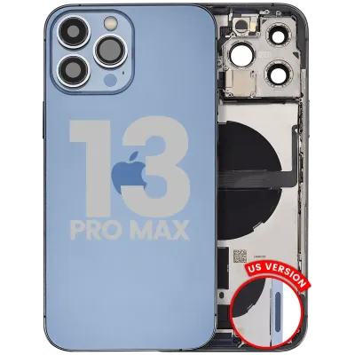 Back Housing W/ Charging Port Flex & Small Parts For iPhone 13 Pro Max (US Version) (Used OEM Pull: Grade A) (Sierra Blue)