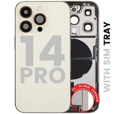 Back Housing W/ Charging Port Flex & Small Parts For iPhone 14 Pro (EU / Global Version) (Used OEM Pull: Grade A) (Gold)