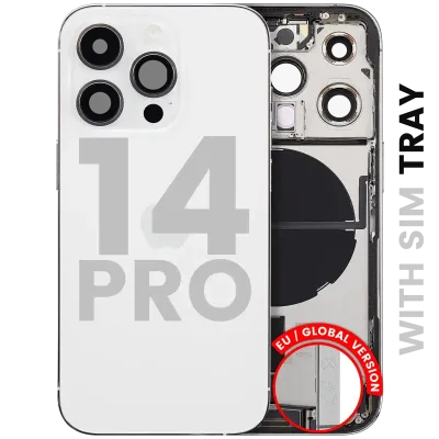 Back Housing W/ Charging Port Flex & Small Parts For iPhone 14 Pro (EU / Global Version) (Used OEM Pull: Grade C) (Silver)