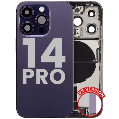 Back Housing W/ Charging Port Flex & Small Parts For iPhone 14 Pro (US Version) (Used OEM Pull: Grade A) (Deep Purple)