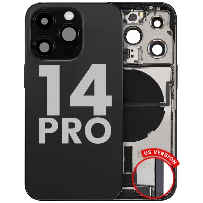 Back Housing W/ Charging Port Flex & Small Parts For iPhone 14 Pro (US Version) (Used OEM Pull: Grade B) (Space Black)