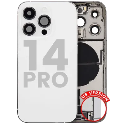 Back Housing W/ Charging Port Flex & Small Parts For iPhone 14 Pro (US Version) (Used OEM Pull: Grade B) (Silver)