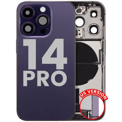Back Housing W/ Charging Port Flex & Small Parts For iPhone 14 Pro (US Version) (Used OEM Pull: Grade B) (Deep Purple)