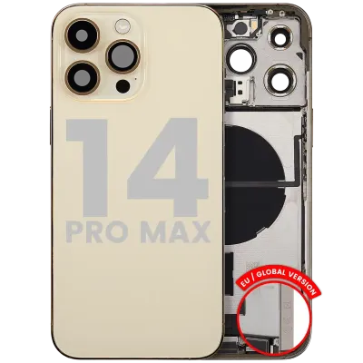 Back Housing W/ Charging Port Flex & Small Parts For iPhone 14 Pro Max (EU / Global Version) (Used OEM Pull: Grade A) (Gold)