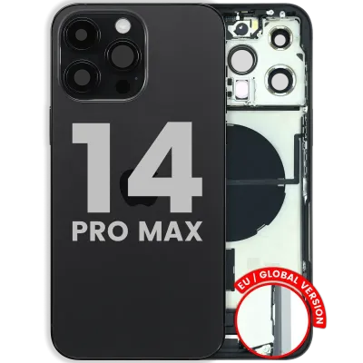 Back Housing W/ Charging Port Flex & Small Parts For iPhone 14 Pro Max (EU / Global Version) (Used OEM Pull: Grade B) (Space Black)