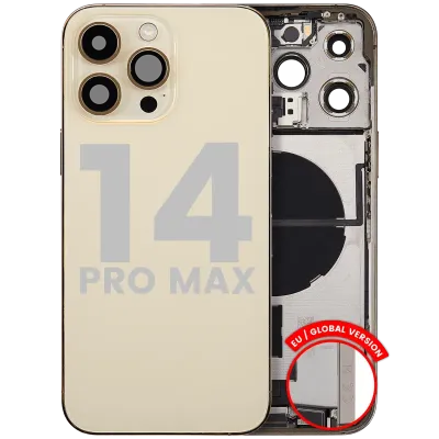 Back Housing W/ Charging Port Flex & Small Parts For iPhone 14 Pro Max (EU / Global Version) (Used OEM Pull: Grade B) (Gold)