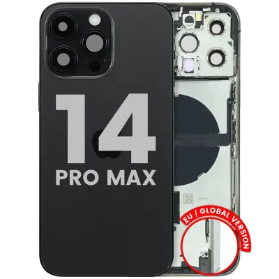 Back Housing W/ Charging Port Flex & Small Parts For iPhone 14 Pro Max (EU / Global Version) (Used OEM Pull: Grade C) (Space Black)