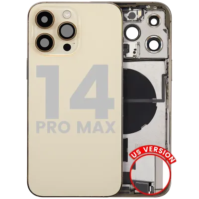 Back Housing W/ Charging Port Flex & Small Parts For iPhone 14 Pro Max (US Version) (Used OEM Pull: Grade A) (Gold)