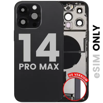 Back Housing W/ Charging Port Flex & Small Parts For iPhone 14 Pro Max (US Version) (Used OEM Pull: Grade B) (Space Black)