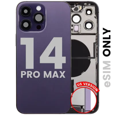 Back Housing W/ Charging Port Flex & Small Parts For iPhone 14 Pro Max (US Version) (Used OEM Pull: Grade B) (Deep Purple)