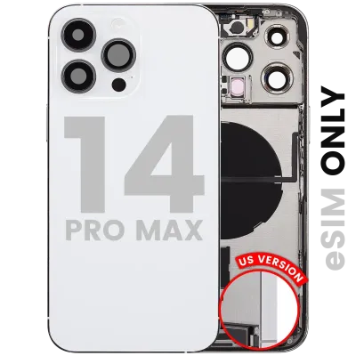 Back Housing W/ Charging Port Flex & Small Parts For iPhone 14 Pro Max (US Version) (Used OEM Pull: Grade C) (Silver)