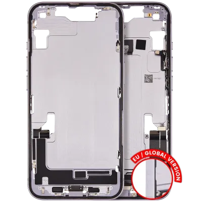 Mid-Frame Housing W/ Charging Port Flex & Small Parts For iPhone 14 (EU / Global Version) (Used OEM Pull: Grade A) (Purple)