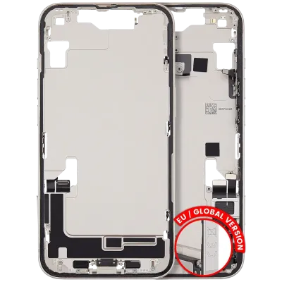 Mid-Frame Housing W/ Charging Port Flex & Small Parts For iPhone 14 (EU / Global Version) (Used OEM Pull: Grade A) (Starlight)