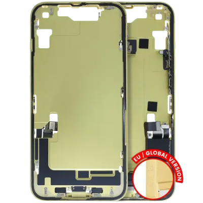 Mid-Frame Housing W/ Charging Port Flex & Small Parts For iPhone 14 (EU / Global Version) (Used OEM Pull: Grade B) (Yellow)