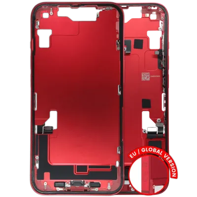Mid-Frame Housing W/ Charging Port Flex & Small Parts For iPhone 14 (EU / Global Version) (Used OEM Pull: Grade C) (Red)