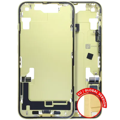 Mid-Frame Housing W/ Charging Port Flex & Small Parts For iPhone 14 (EU / Global Version) (Used OEM Pull: Grade C) (Yellow)