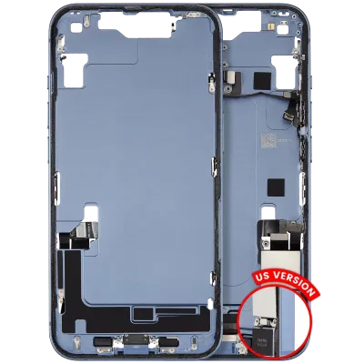 Mid-Frame Housing W/ Charging Port Flex & Small Parts For iPhone 14 (US Version) (Used OEM Pull: Grade A) (Blue)